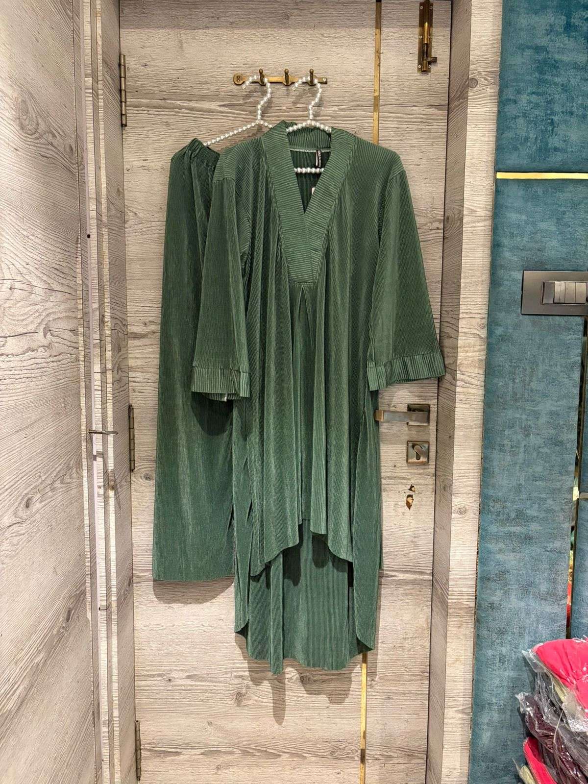 Pleated Long Cord-Set Pakistani Style By Ready Wear